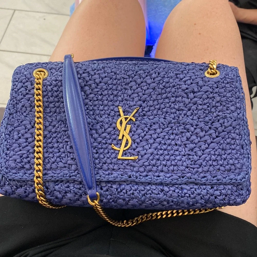 Jamie Medium YSL Crochet Raffia Shoulder Bag. - Picture 3 of 8